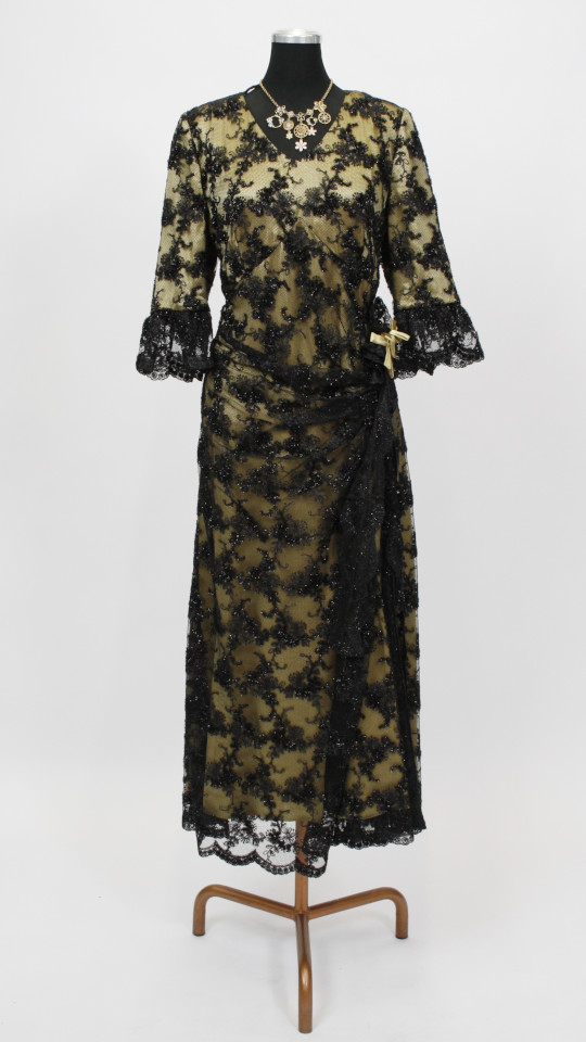 20er Jahre – Charleston Outfit – Damen – Schwarz-Gold (Kleid und Kette) mieten