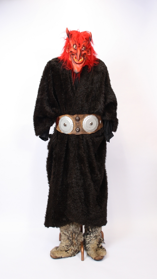 Percht – Krampus – Knecht Ruprecht Outfit – Rot (Plüschmantel, Gürtel, Maske und Hörner) m