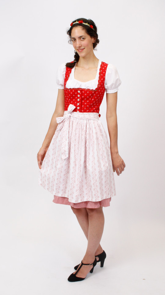 Dirndl – Rot-Weiß – Damen (Dirndl, Schürze und Bluse) mieten