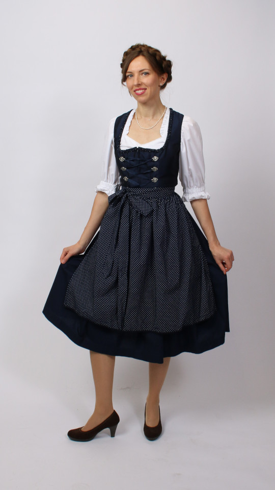 Dirndl – Dunkelblau – Damen (Dirndl, Schürze und Bluse) mieten