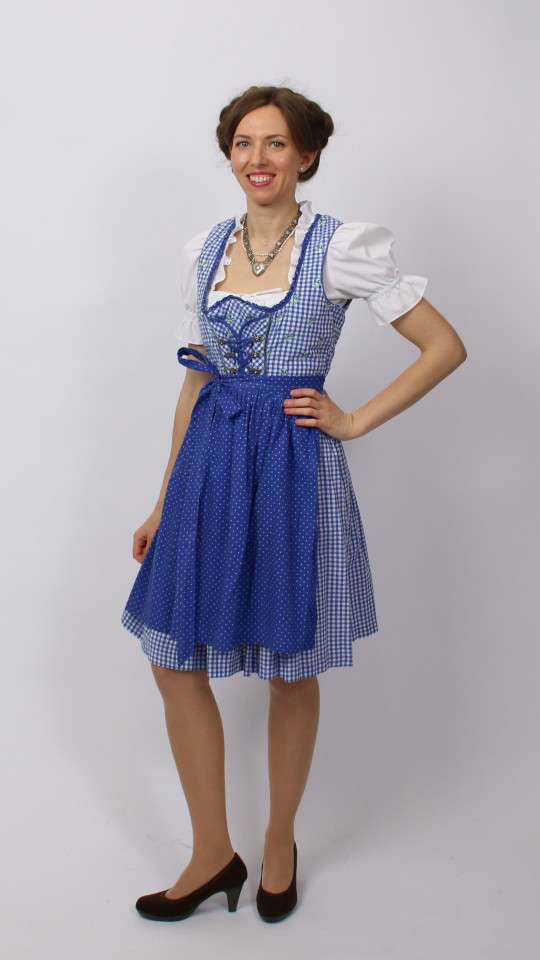 Dirndl – Hellblau-Kariert – Damen (Dirndl, Schürze und Bluse) mieten