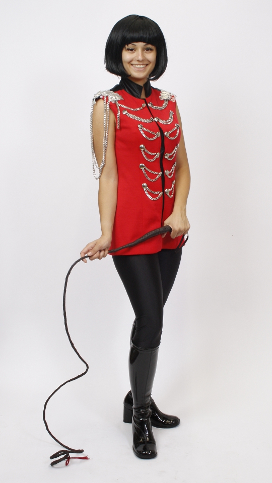 Zirkuskostüm – Rot-Schwarz (Weste und Leggins) mieten