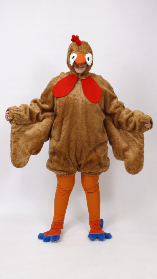 Huhn – Outfit (Overall, Strumpfhose, Gamaschen und Mütze) mieten