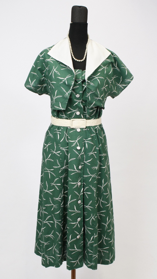 40er Jahre Outfit – Grün (Kleid und Gürtel) mieten