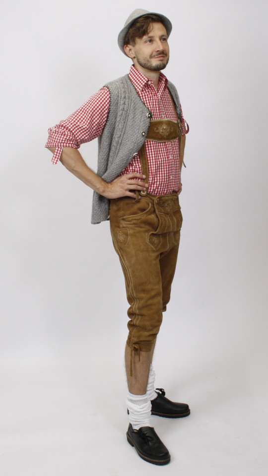 Lederhose – Braun – Kniebund mieten