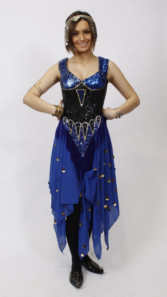 Haremsdame – Bauchtänzerin – Blau (Top, Rock und Haarschmuck) mieten
