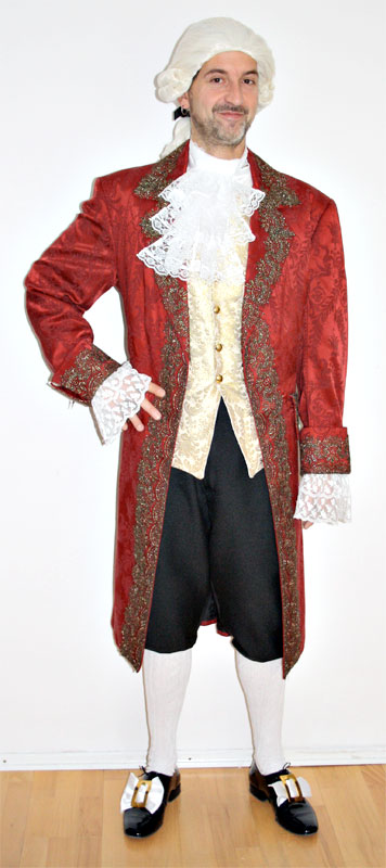 Rokoko – Karneval in Venedig Outfit – Rot (Weste und Jabot) mieten