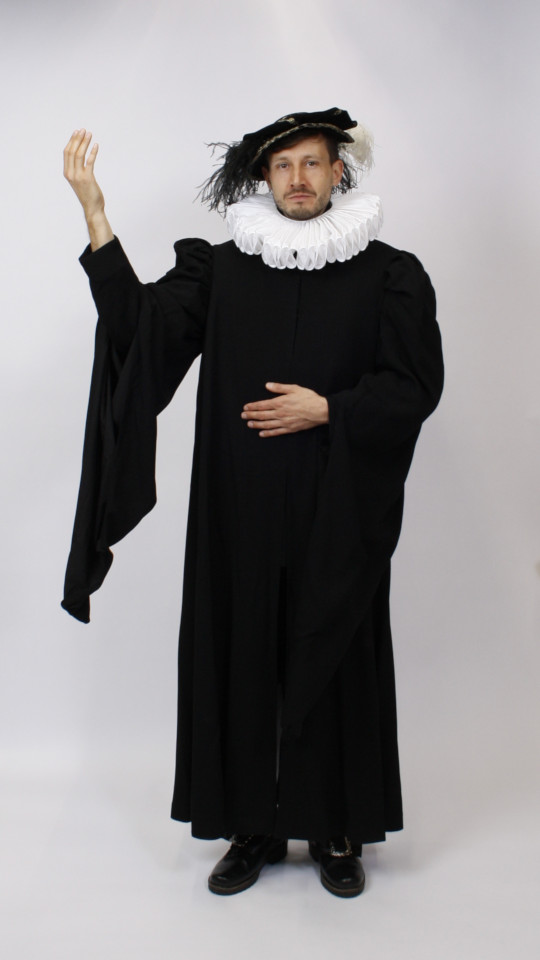 Ratsherren Outfit (Mantel, Barett und Mühlsteinkragen) mieten