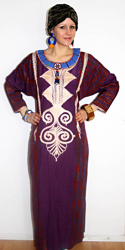 Afrikanerin Outfit – Schwarzer Turban (Gewand, Turban, Ohrringe und Kette) mieten
