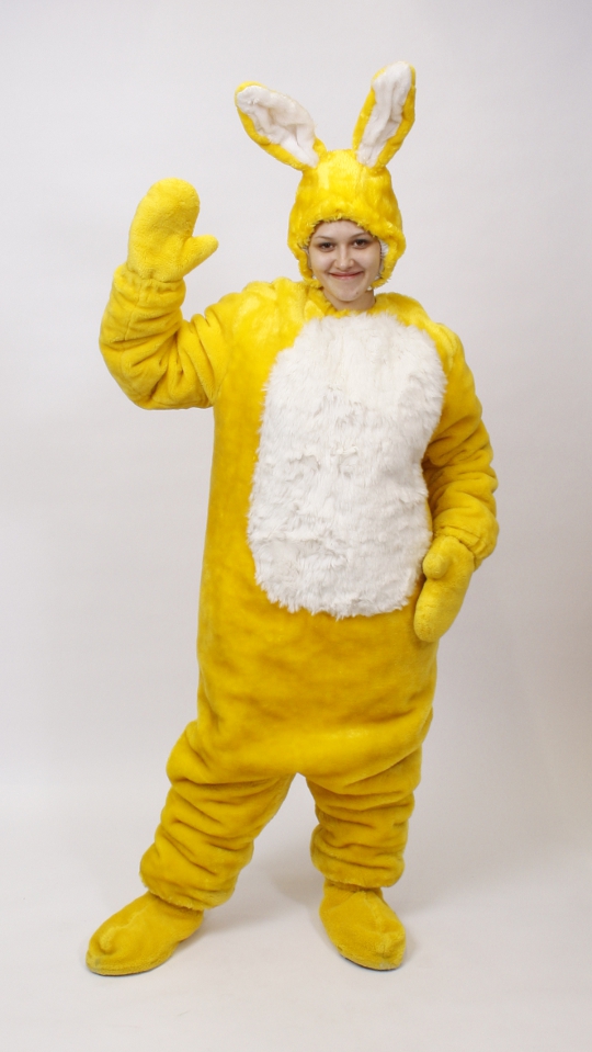 Hase Outfit Gelb (Overall, Mütze. Gamaschen und Handschuhe) mieten