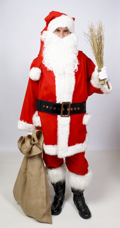 Nikolaus – Amerikanisches Outfit (Jacke, Hose, Mütze, Gürtel und Bart) mieten