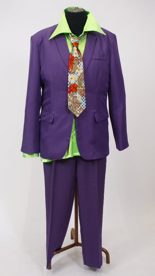 Clown – Joker Outfit Lila (Jacke, Hose, Hemd und Krawatte) mieten