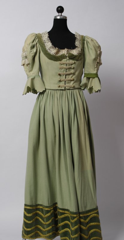 Ball – Biedermeier Outfit – Damen – Grün (Kleid und Schute) mieten