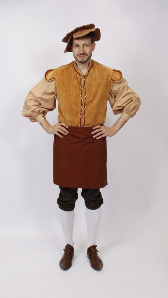 Gautschen – Schwammhalter – Mittelalter Outfit – Braun (Hemd und Barett) mieten