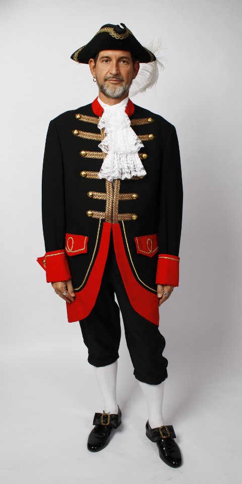 Rokoko – Livree – Lakai Uniform – Schwarz (Jacke, Dreispitz und Jabot) mieten