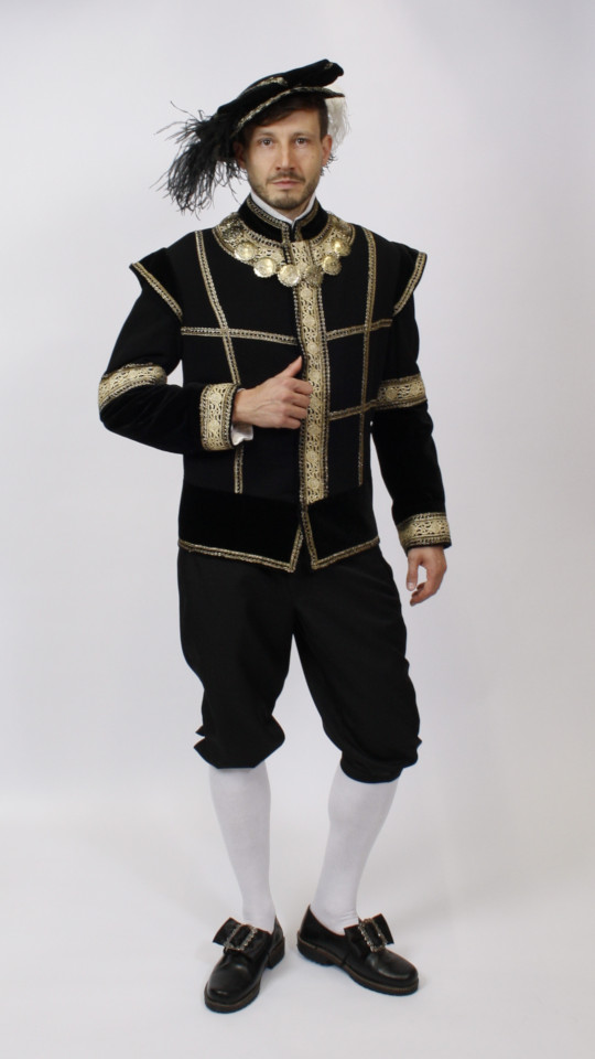 Gautschmeister – Mittelalter Outfit (Jacke, Barett und Schuhschleifen) mieten