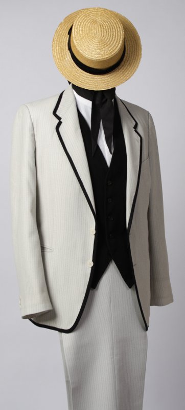 Jahrhundertwende – Biedermeier Outfit – Herren – Beige (Hemd, Binder und Manschettenknöpfe