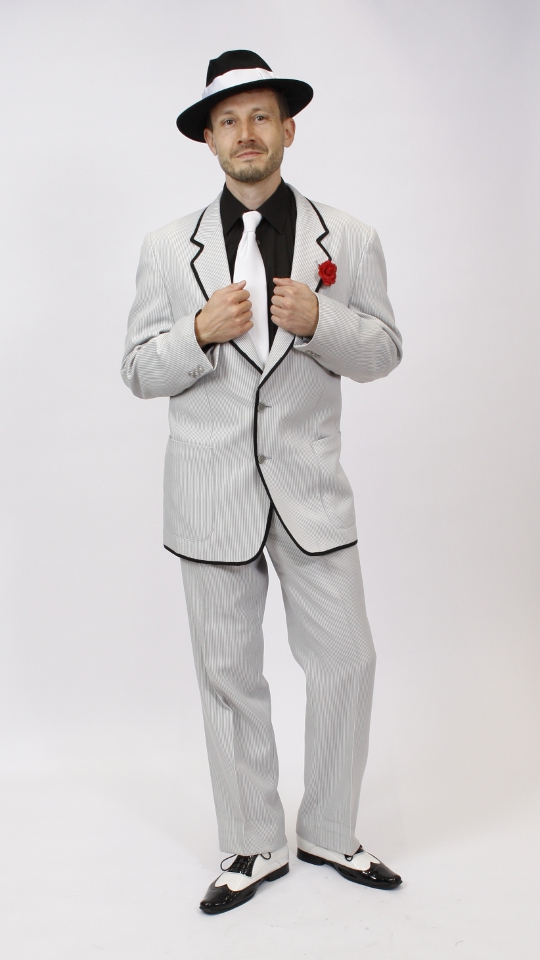 20er-30er Jahre Outfit – Herren – Grau-Schwarz (Weste und Borsalino/Hut) mieten