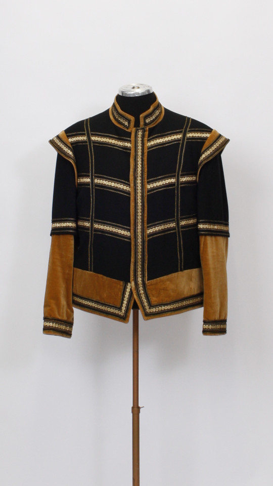 Mittelalter – Edelmann Outfit – Braun-Gelb (Jacke und Barett) mieten