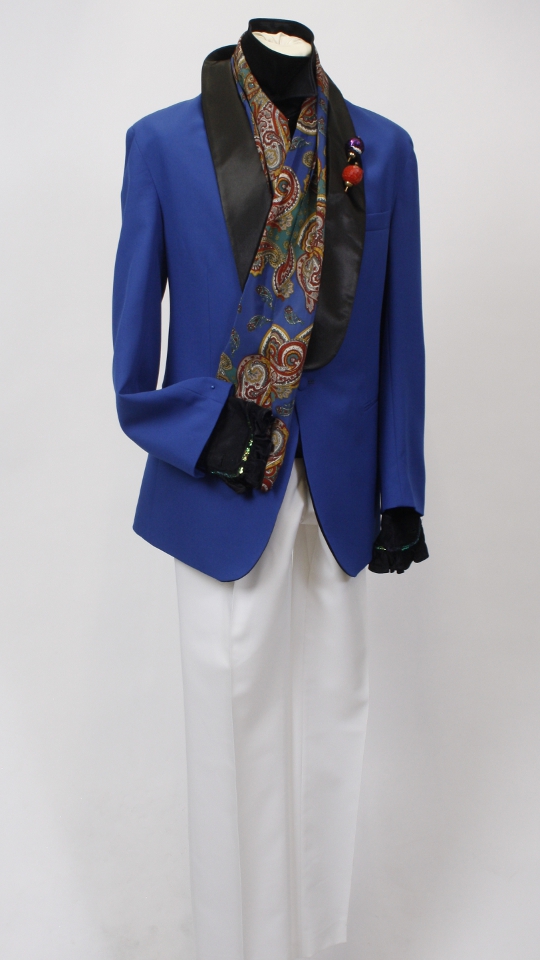 Studio 54 – Dinner – 70er Jahre Outfit Blau (Jacke, Hose und Schal) mieten