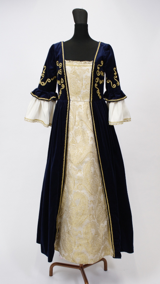 Schneewittchen Outfit Dunkelblau-Gold (Kleid und Haarreifen) mieten