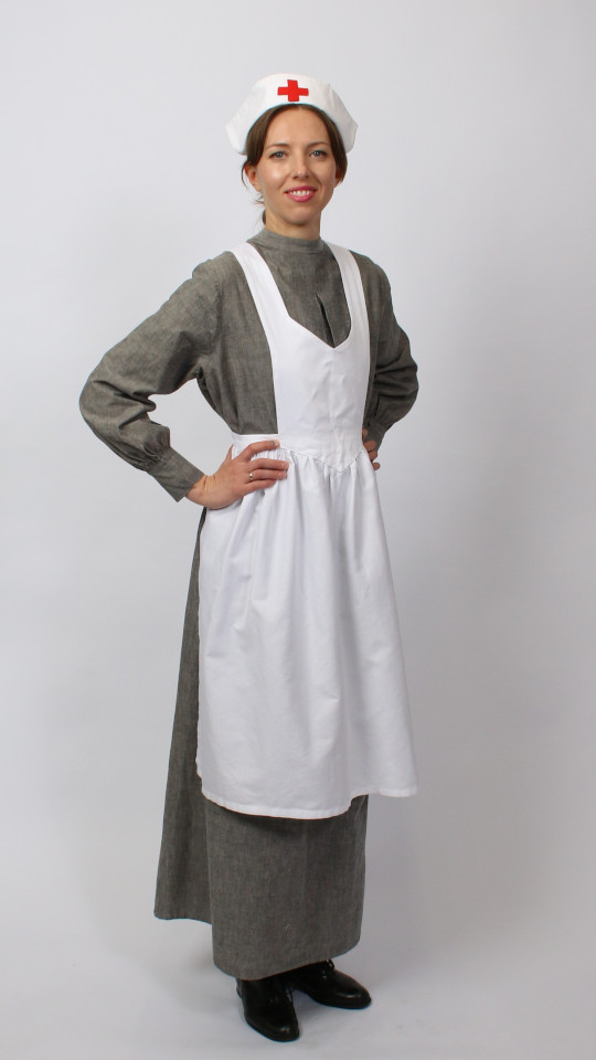 Krankenschwester Outfit – Katholisch – Antik (Kleid, Schürze, Stethoskop und Haube) mieten