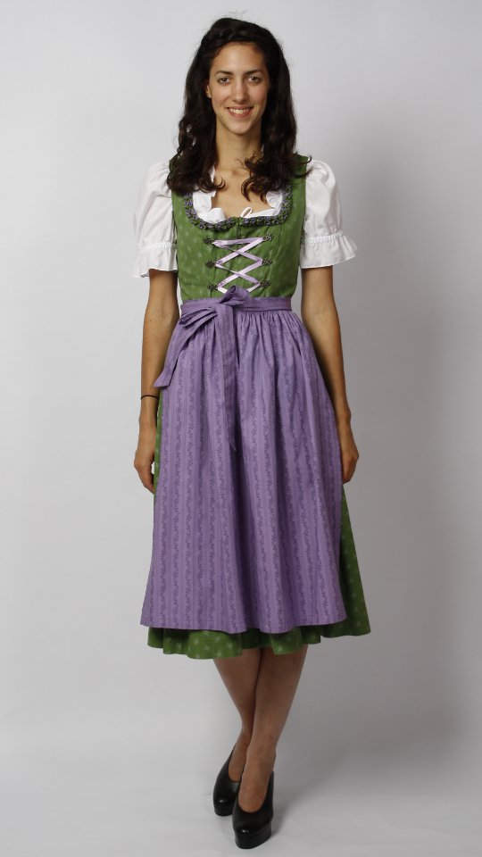 Dirndl – Grün-Lila – Damen (Dirndl, Schürze und Bluse) mieten