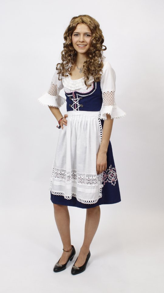 Dirndl – Blau-70er Jahre – Damen (Dirndl, Schürze und Bluse) mieten