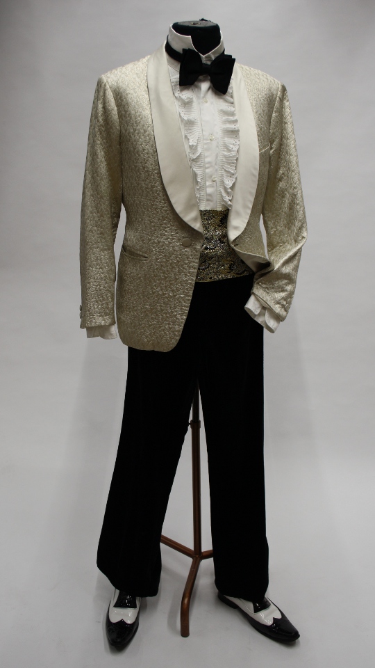 80er Jahre – Dandy Look – Austin Power – Luden Outfit – Herren – Creme (Sakko und Fliege) 