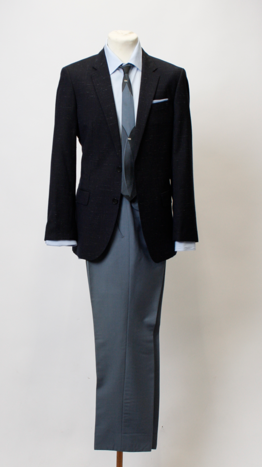 60er Outfit – Herren – Dunkelblau (Sakko und Hemd) mieten