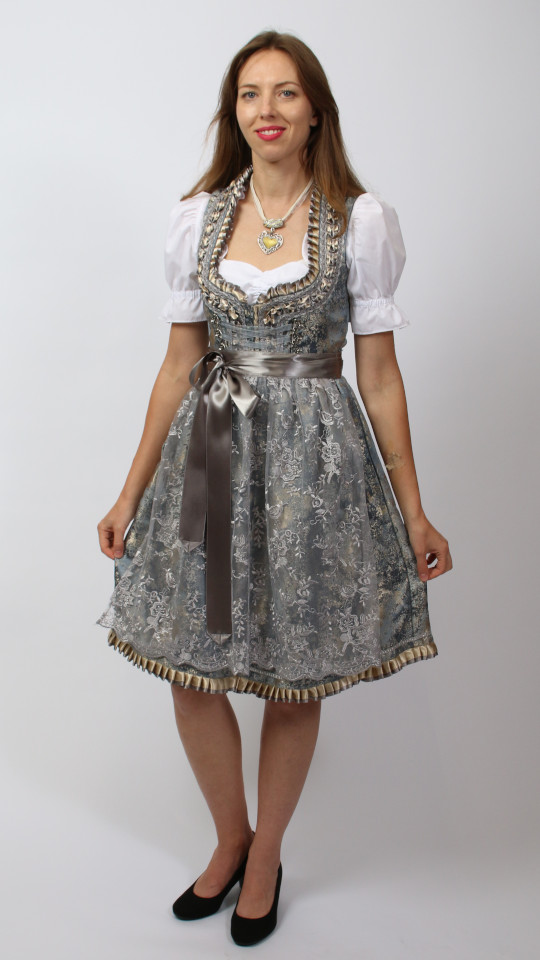 Dirndl – Grau-Grau- Damen (Dirndl, Schürze und Bluse) mieten