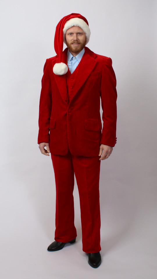 Nikolaus – Modern – Exklusiv – Samt (Anzug, Weste, Hemd und Mütze) mieten