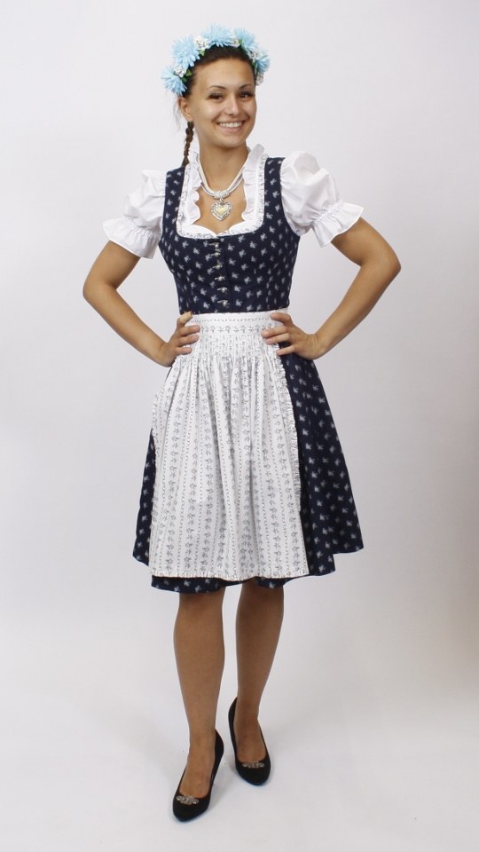 Dirndl – Dunkelblau – Damen (Dirndl, Schürze und Blume) mieten