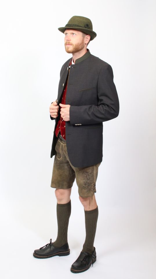 Lederhose dunkelbraun kurz -Trachtenjacke zubuchbar mieten