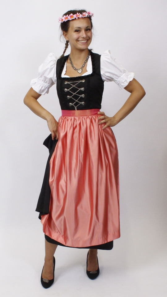 Dirndl – Schwarz-Rosa – Damen (Dirndl, Schürze und Bluse) mieten