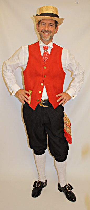Provence – Französche Tracht – Herren (Weste, Hemd, Krawatte, Hose, Gürtel, Tuch, Hut, Str