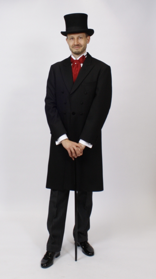 Jahrhundertwende – Biedermeier Outfit – Herren – Schwarz (Hemd und Binder) mieten