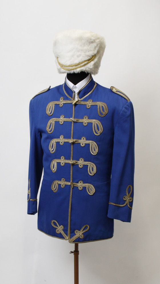 Husaren Uniform – Blau-Gold-Soutache (Jacke, Hose und Tschako) mieten
