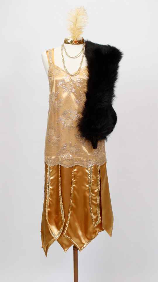 20er Jahre – Charleston Outfit – Damen (Kleid, Stirnband und Perlenkette) mieten