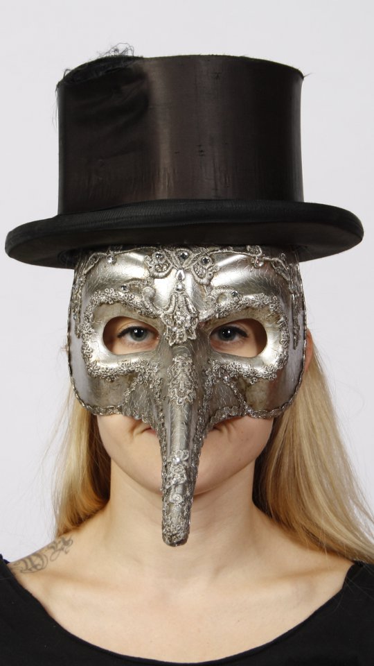 Schnabelmaske – Accessoires – Silber (Maske) mieten