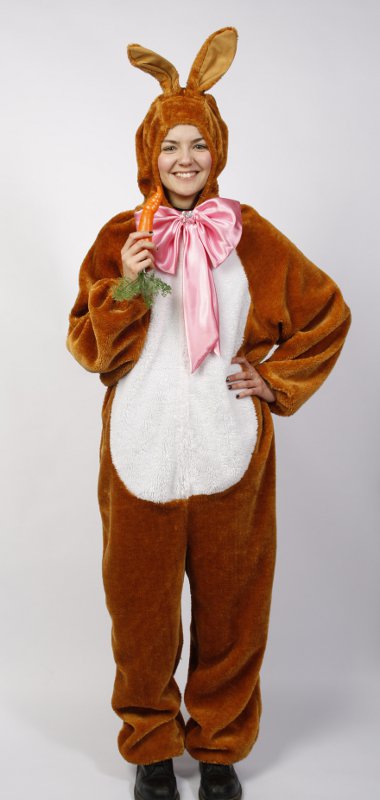 Hase Outfit Braun (Overall mit Kapuze und Schleife) mieten