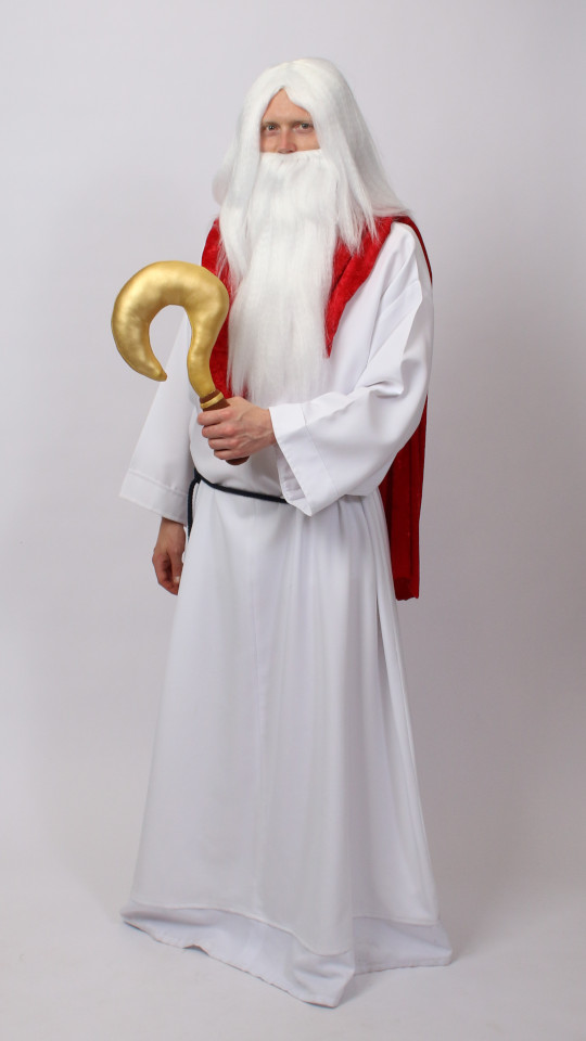 Miraculix Outfit (Gewand, Überwurf mit Kordel und Stab) mieten