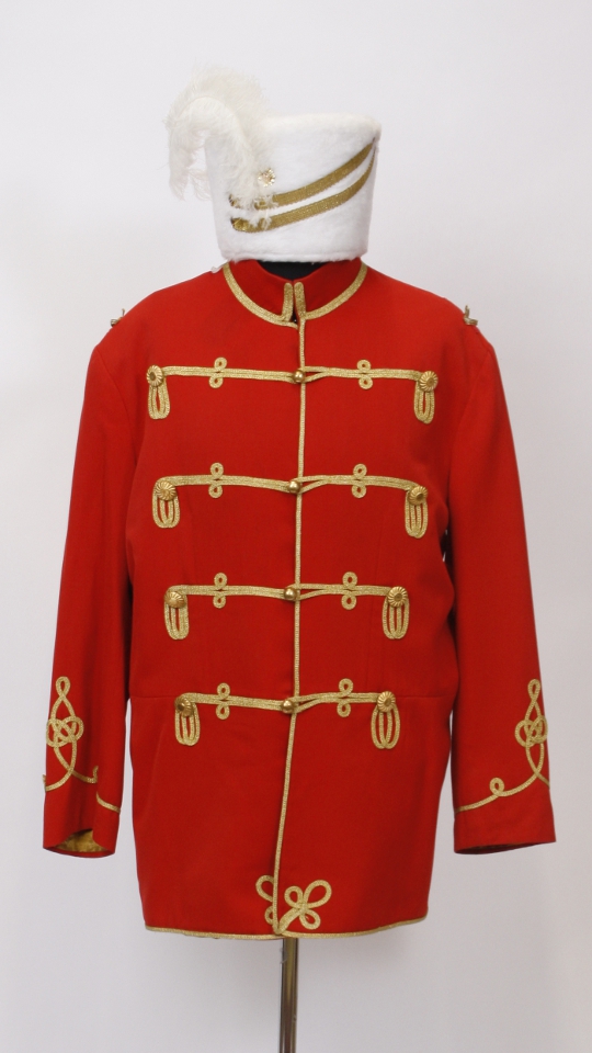 Husaren Uniform Rot-Gold (Jacke, Hose, Fellmütze und Stiefel) mieten