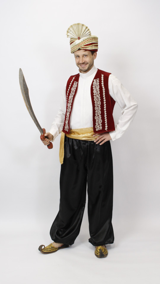 Orientale – 1001 Nacht – Sinbad Outfit (Weste und goldener Schärpe) mieten