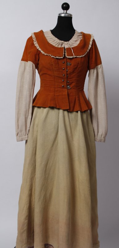 Mittelalter Outfit – Damen – Orange-Beige (Mieder und Rock) mieten