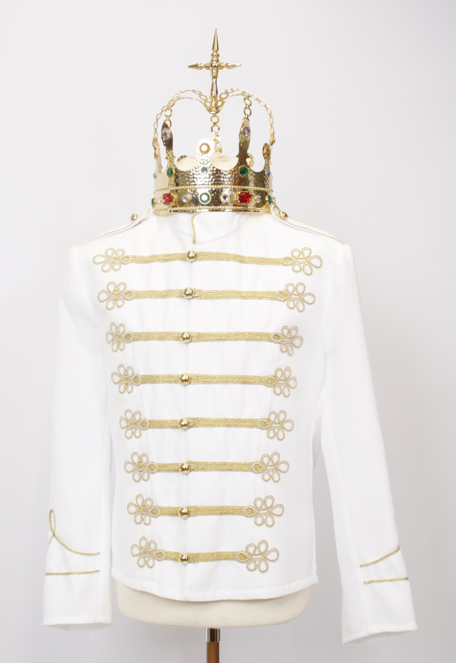 König Uniform – Weiß (Jacke und Krone) mieten