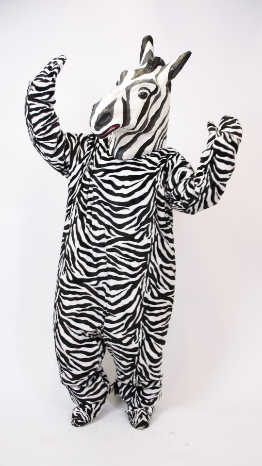 Zebra Outfit (Overall, Kopf, Gamaschen und Handschuhe) mieten