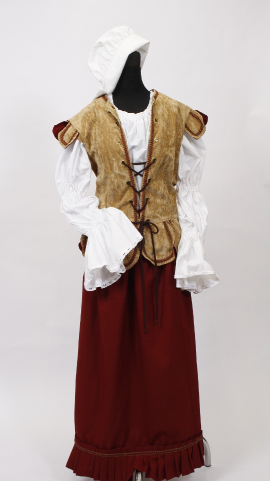 Magd Outfit (Haube und Weste) mieten