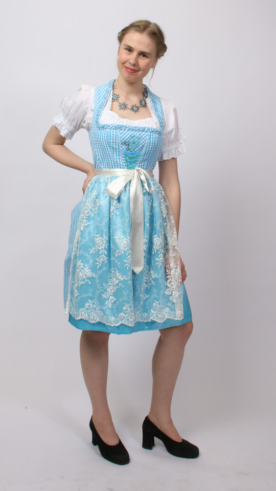 Dirndl – Hellblau – Damen (Dirndl, Schürze und Bluse) mieten