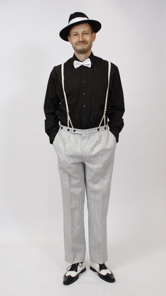 20er – 30er Jahre Outfit – Herren – Gestreift (Hemd und Borsalino/Hut) mieten